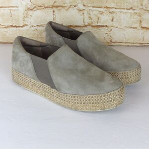 Vince Sneakers Womens 8M Gray Beige Wilden Suede Leather Platform Espadrille